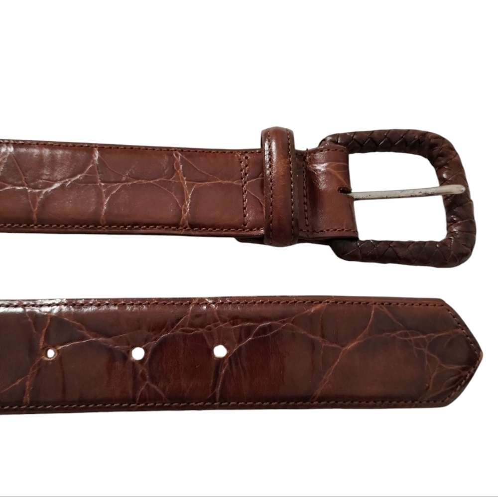 Zele Full Grain Cowhide Leather Belt Womens size S/M 28 Alligator Print Casual